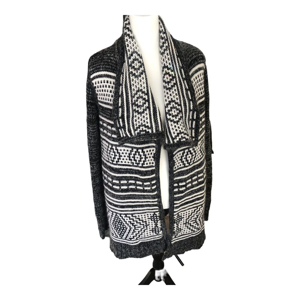 Intermix Cardigan Sweater Womens Size S Gray Southwest Wool Mohair Blend Pockets